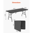 thumbnail image 4 of VEVOR Table Pliante en Plastique de 6 Pi Table Utilitaire de Pique-Nique Portable avec Poignée Intérieur Extérieur, 4 of 9