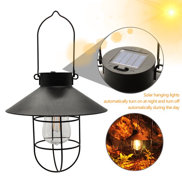 Lámpara Linternas solares colgantes luces de bulbo de tungsteno con energía solar LED de metal a prueba de agua Ndcxsfigh Para estrenar