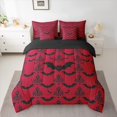 thumbnail image 2 of Manfei Spooky Bats 7-Piece Twin Bedding Sets,Happy Halloween Bedding Comforter Set,Baroque Flower Floral Sheet Sets For Boys Kids,Red Black Bedroom Decor Reversible, 2 of 8