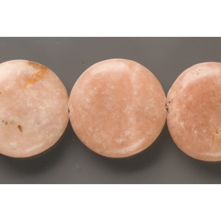 Flat Squares Gemstone Beads Puffed Rhodonite Flat Round Beads Semi Precious Gemstones Size: 24x24mm Crystal Energy Stone Healing Power for Jewelry Making ()
