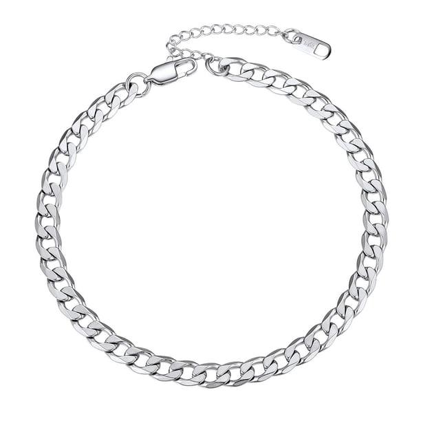 Pulsera tobillera cubana de plata de 6 mm PROSTEEL Acero inoxidable