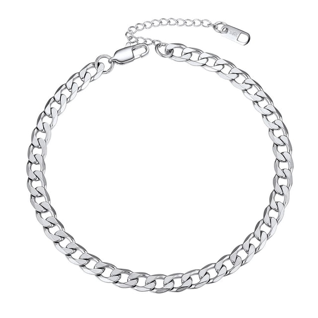 Pulsera tobillera cubana de plata de 6 mm PROSTEEL Acero inoxidable