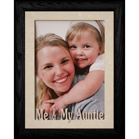 Black Laser Cut 5X7 Jumbo ~ Me & My Auntie Portrait Picture Frame ~ Laser Cut Cream Marbled Mat Frame (Black) ()
