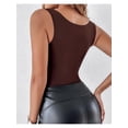 thumbnail image 4 of Women'S U Neck Shapewear Built-in Bra Tank High Strechy Sleeveless Slim Fit Tops Camisole Tops Brown XXL, 4 of 8