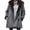 Dark Gray, variant on Women's Denim Jacket Sherpa Fleece Lined Hooded Toggle Button Long Sleeve Mid Length Warm Winter Jean Coat Warm Casual Y2K Streetwear Outerwear Light Blue