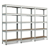 Costway 3PCS 5-Tier Metal Storage Shelves 60''Adjustable Shelves Silver