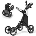 thumbnail image 1 of Gymax 4 Wheels Foldable Golf Push Pull Cart Trolley w/ Brake Waterproof Bag Grey, 1 of 10