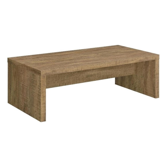 Pemberly Row Farmhouse Engineered Wood Rectangular Coffee Table in Brown