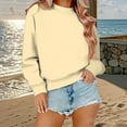 thumbnail image 3 of BODOAO Women's Casual Long Sleeve Sweatshirt Tops Mock Turtleneck Lightweight Tunic Fall Pullover Solid Color Fleece Lined Hoodie Loose Thick Baseball Jacket High Collar Autumn Winter Yellow+Beige Xl, 3 of 8