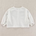 thumbnail image 6 of MAIHAN Relaxed Linen Blend Shirt Jacket for Boys Girls, Casual Oversized Button Up Long Sleeve Top, Unisex Kids Lightweight Coat(White,2-3 Years), 6 of 8