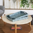 thumbnail image 2 of DecMode 20", 18"W Blue Wood  Tray with Slot Handles, 2-Pieces, 2 of 13