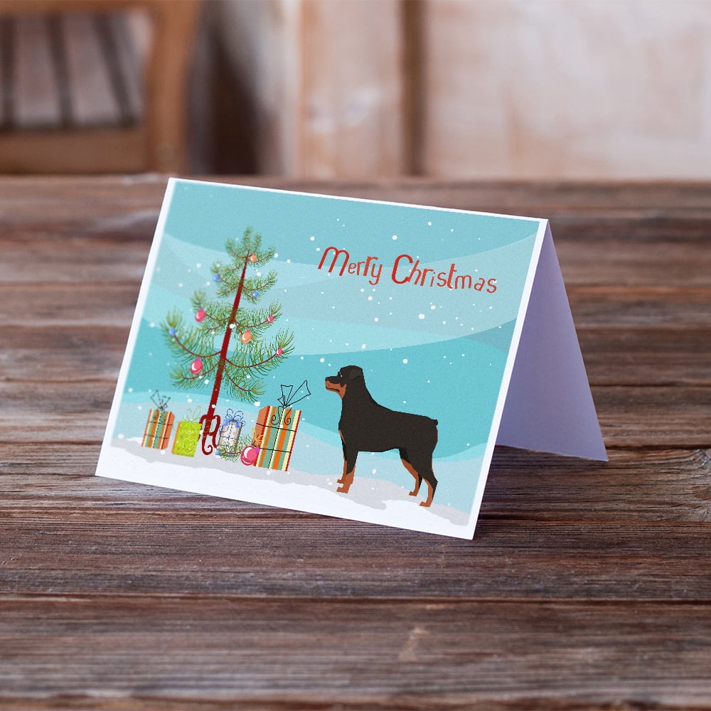 Rottweiler Christmas Tree Greeting Cards and Envelopes Pack of 8