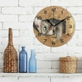 thumbnail image 3 of GZHJMY Cute Cat Peeking Through Cardboard Wall Clock, 10" Silent Non Ticking Round Clock, Oil Painting Easy to Read Clock for Living Room Bedroom Bathroom Home Decor Holiday Gifts, 3 of 7