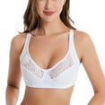 thumbnail image 3 of Bigersell Full-Coverage Bras for Women Plus Size Lace V-Neck Wireless Bra Ladies Bras No Underwire Push up Padded Bra Comfort Soft Bra for Everyday Wear Full Figure Bra G-6-White 105G, 3 of 5