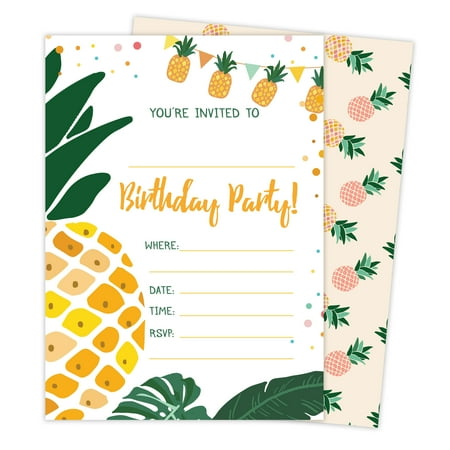 - Pineapple Style 3 Happy Birthday Invitations Invite Cards (25 Count) With Envelopes & Seal Stickers Vinyl Boys Girls Kids Party