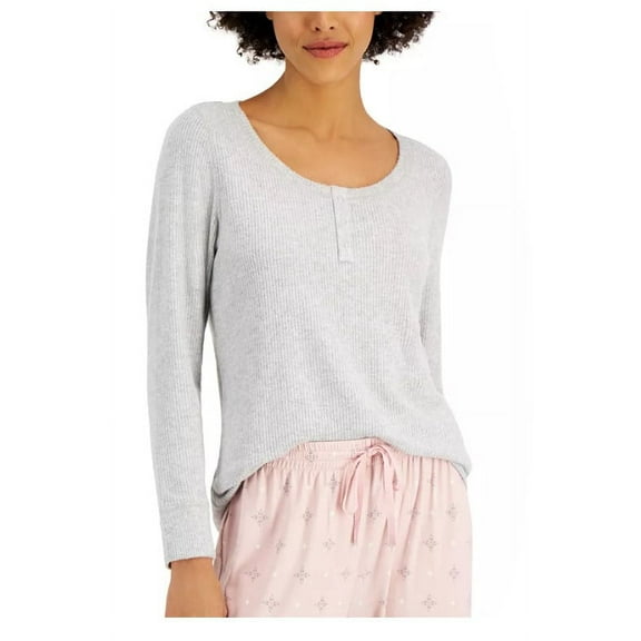 Charter Club Ribbed Henley Pajama Top-Grey XXLarge
