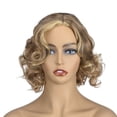 thumbnail image 4 of Women Gold Brazilian Short Wavy Curly Parting High Temperature Fiber Wig Hair, 4 of 5