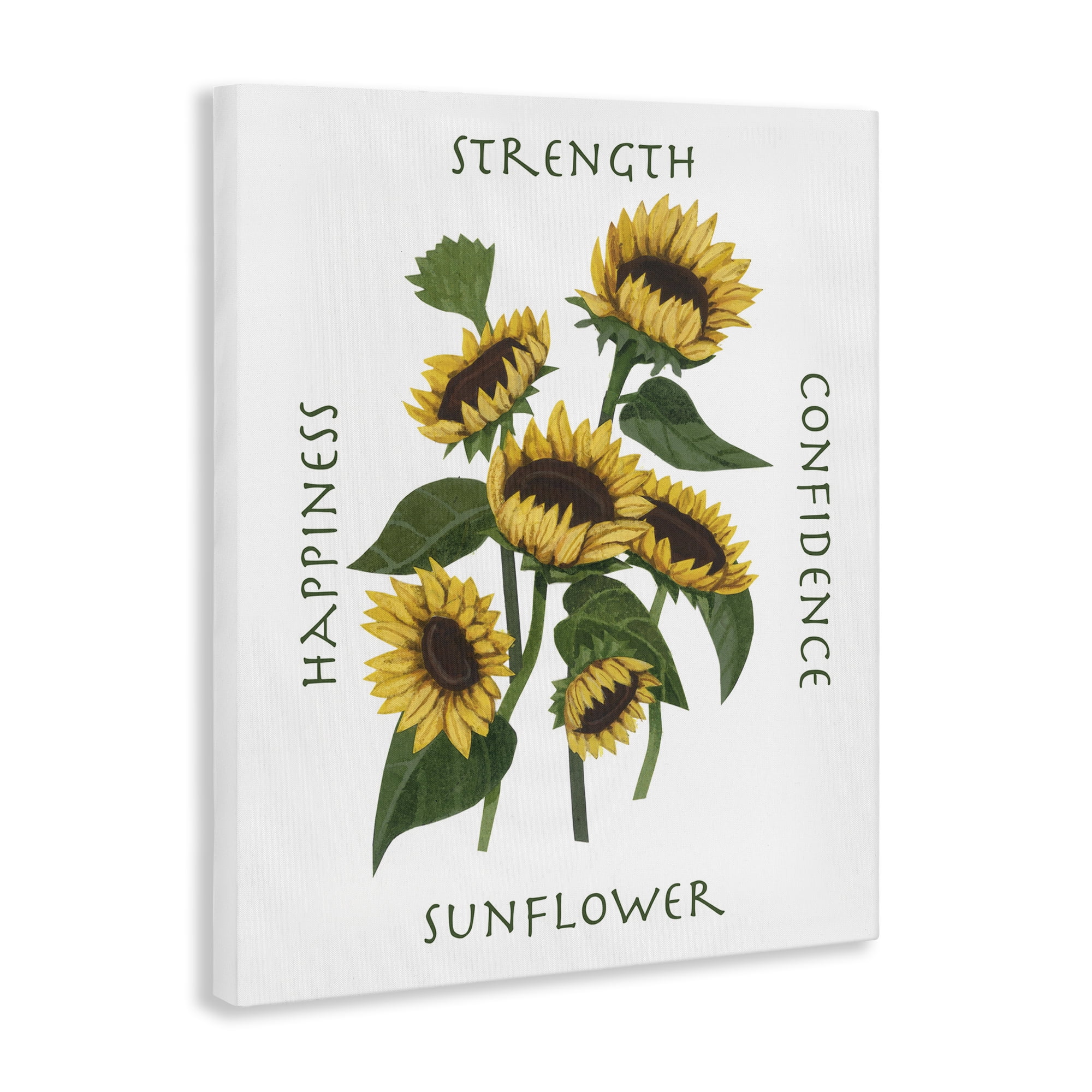 Stupell Industries Inspirational Words Sunflower Botanical & Floral Painting Gallery Wrapped Canvas Art Print Wall Art, 16 x 20