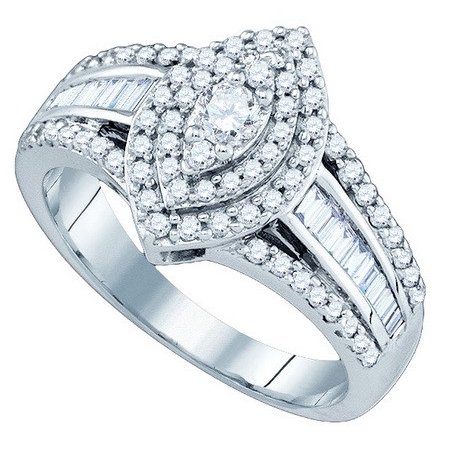 14k White Gold 0 80ctw Elegant Pave Diamond Layered Marquise