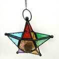 thumbnail image 4 of Five-pointed Star Candle Holder Moroccan Style Hanging Glass Metal Lantern, 4 of 9
