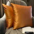 thumbnail image 4 of The HomeCentric Decorative Throw Pillow Cases Orange Pack of 2, 12"x12" (30x30 cm) Satin Solid Cushion Covers For Sofa, Solid Modern Style - Orange Slub Satin, 4 of 7