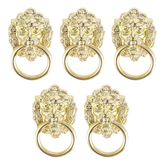 unbranded 5 Pcs Cabinet Drawer Handles Decorative Door Rings Lion Pulls Golden