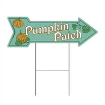 12 x 36 in. Corrugated Plastic Single Sided Arrow Sign - Pumpkin Patch