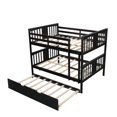 thumbnail image 6 of Full Size Bunk Bed with Twin Size Trundle, Wood Bunk Bed for Kids, Boys and Girls, No Spring Box Needed, Espresso, 6 of 7