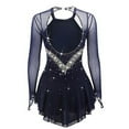 thumbnail image 2 of LIUHUO Custom Black Figure Skating Dress Girls Ladies Spandex Material Diamond Embellished Neckline Cuffs, 2 of 8