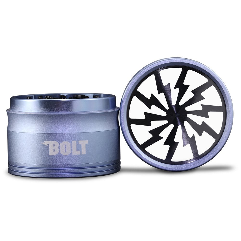 Bolt 4 Piece Herb Grinder Clear Top 2.5 Inch Blue, 4 Pieces