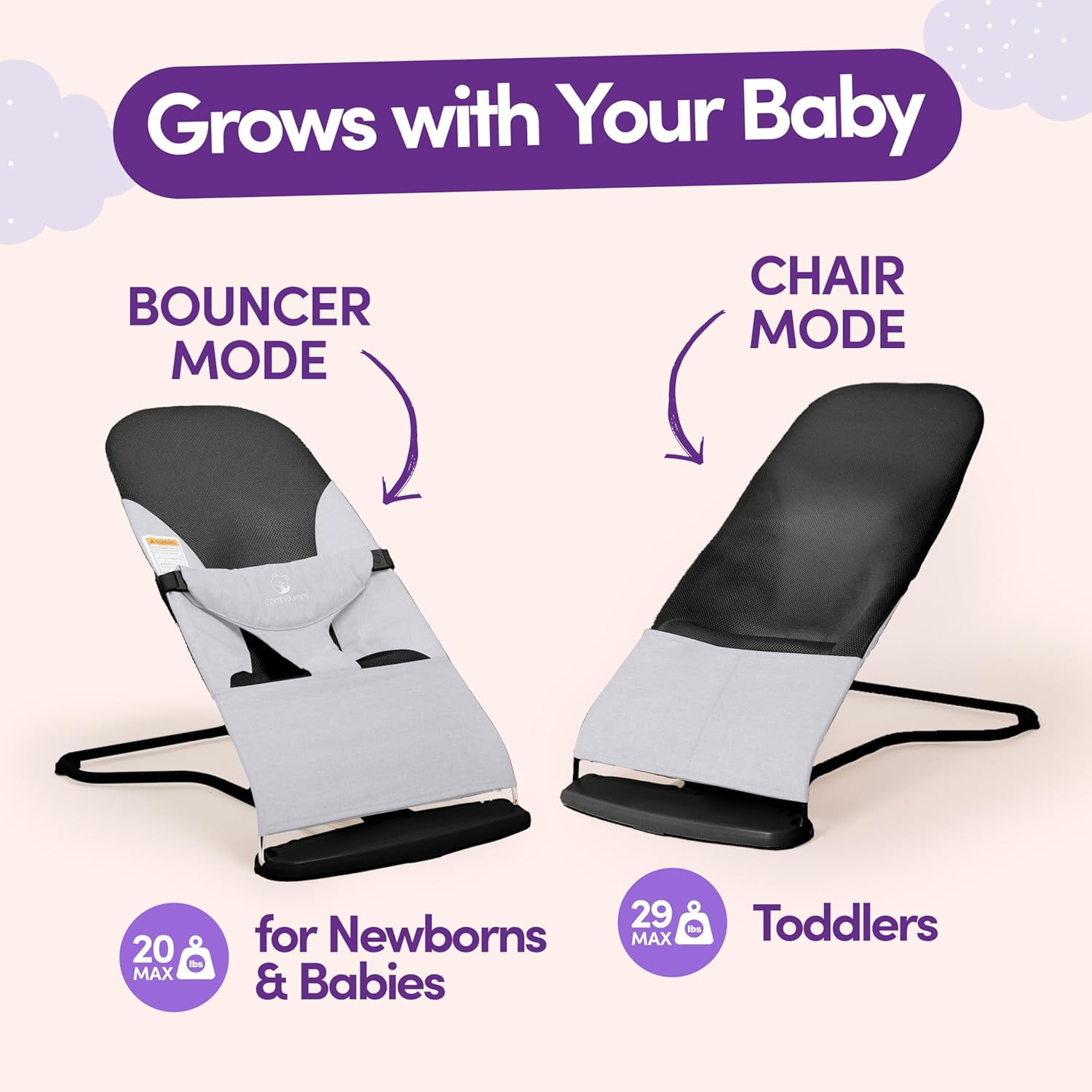 ComfyBumpy Ergonomic Baby Bouncer Seat Portable Bouncing Chair