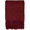 thumbnail image 3 of Couverture Tricotée à Franges Rouge Foncé Bordeaux Décoration Bohème Rustique avec Pompons pour Canapé Lit Sofa Automne Extérieur Afghan Texturé Tissé Doux Léger Acrylique 60x80 Simple, 3 of 8