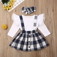 thumbnail image 4 of Douhoow 0-5Y Toddler Baby Girls Clothes Outfit Long Sleeve Ruffled Lace Top Plaid Suspender Skirt, 4 of 9