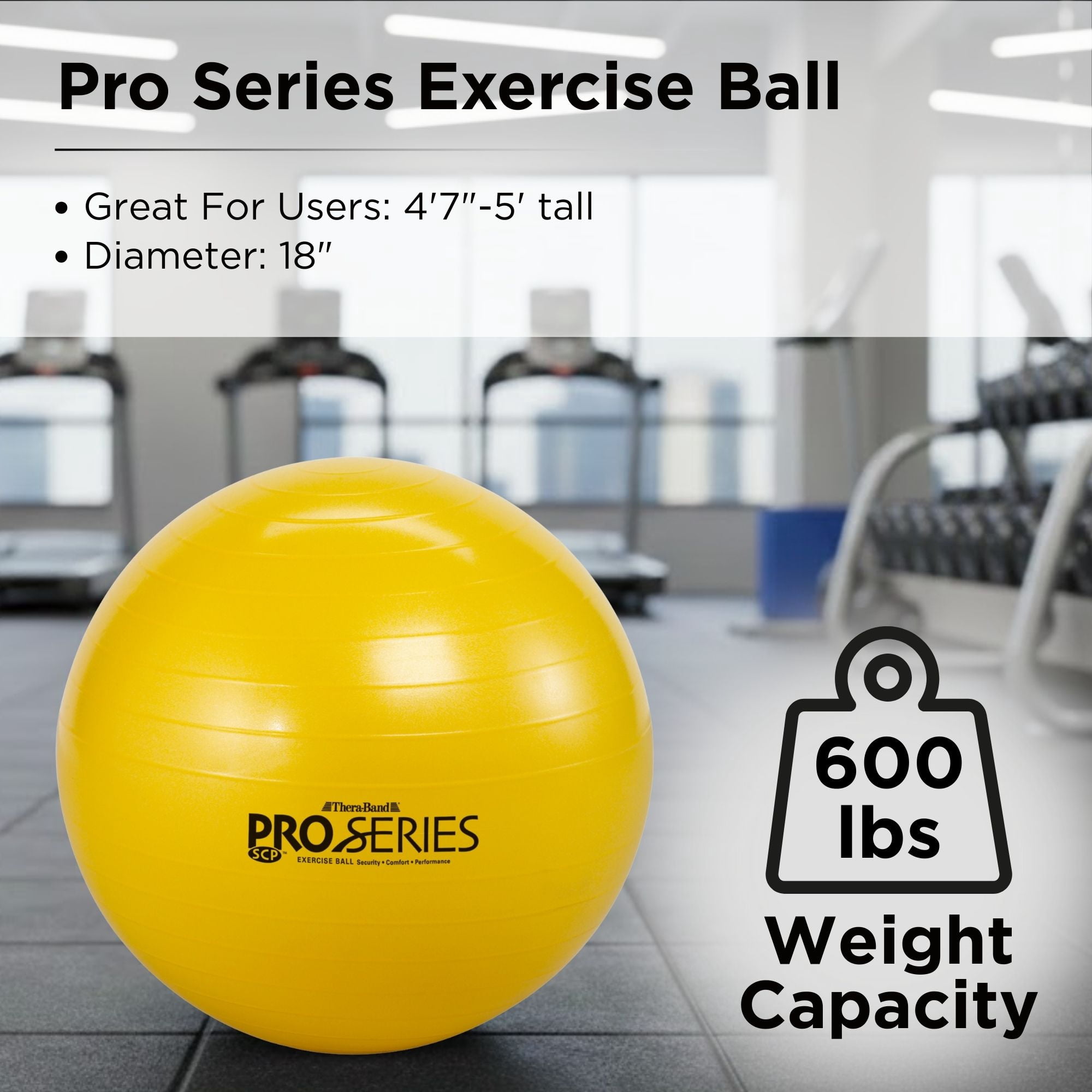 THERABAND Pro Series Stability Ball, 45 cm, Yellow, 1 Pack