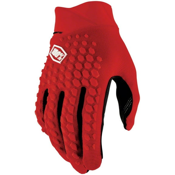 100% Geomatic Gloves - Red, Full Finger, Men's, Medium