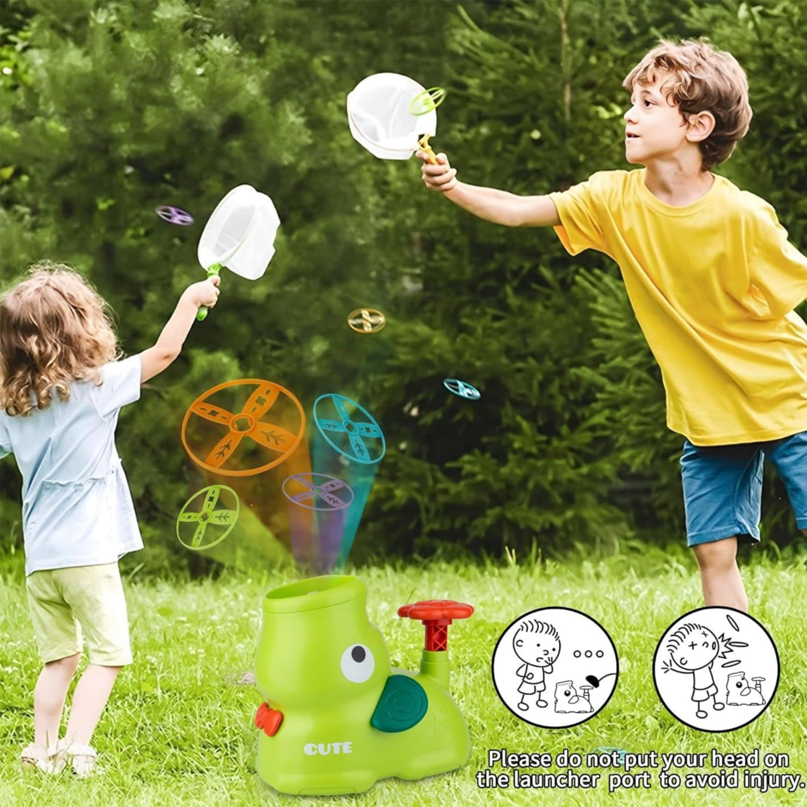 XUFLVPSEF Outdoor Stomp Flying Disc Launcher Toys for Kids Ages 3 4 5 6 7 8 9 10, Elephant Butterfly Catching Game, Outside Yard Activities Chasing Toy, Outdoor Birthday for 3-8 Year Old Boys Girls