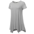 thumbnail image 2 of SSOULM INCH & FIT Women's Round Neck Short Sleeve Asymmetrical Hem Tunic Tank Top. Made in U.S.A, 2 of 5