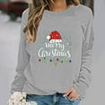 thumbnail image 4 of lulshou Women's Christmas Print Crewneck Sweatshirt Festive Holiday Long Sleeve Pullover Sweater Style Gift for Family, Gray, M, 4 of 6