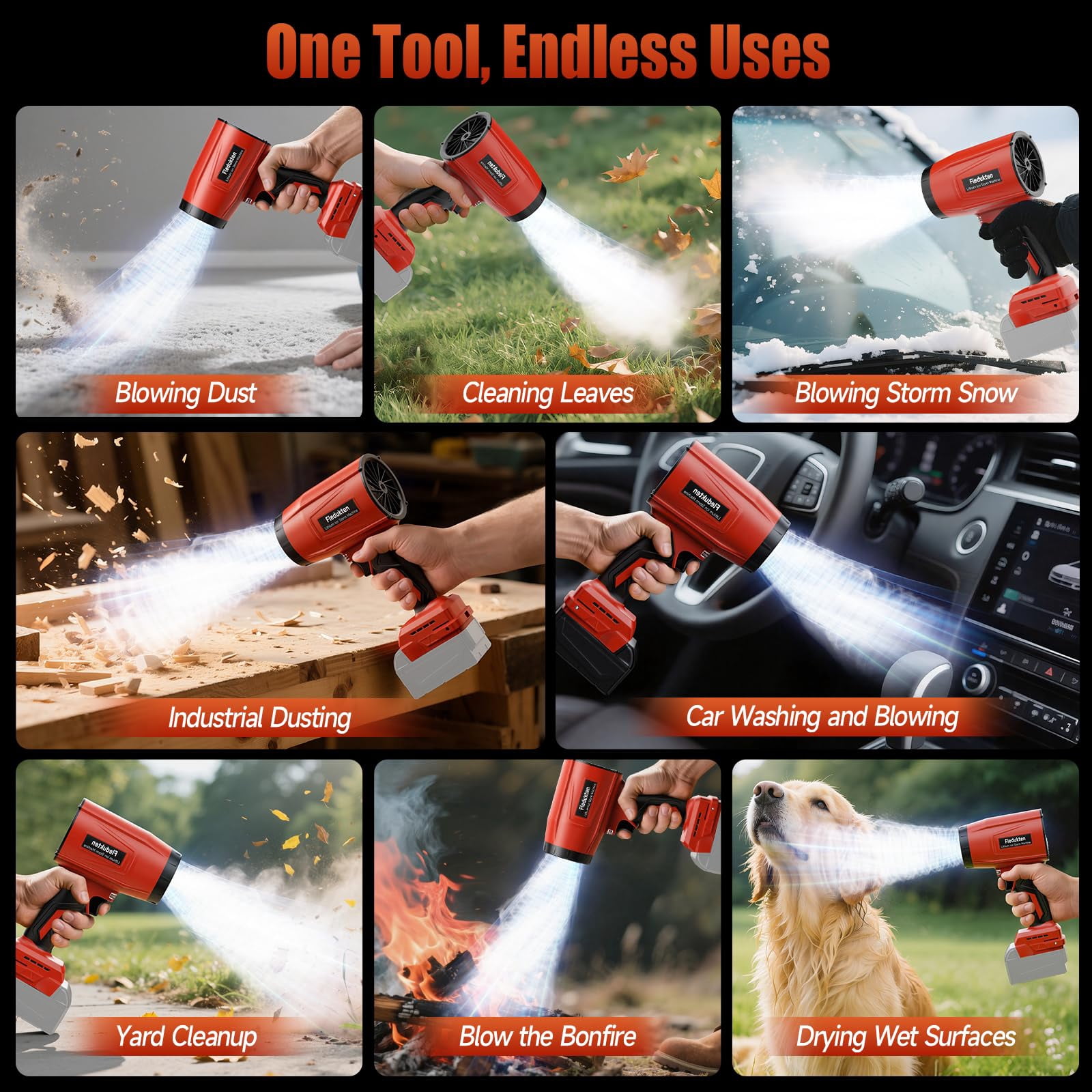 Cordless Leaf Blower Compatible with Milwaukee 18V Battery, 800,000 RPM Brushless Turbo Jet Blower, Lightweight Handheld Dust Blower for Patio, Lawn & Garage (Tool Only)