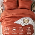 thumbnail image 2 of Flymme Burnt Orange Comforter Set Queen Size 7-Piece Boho Bed in a Bag Striped Bedding Sets with Comforter, Sheets, Pillowcases & Shams, 2 of 7