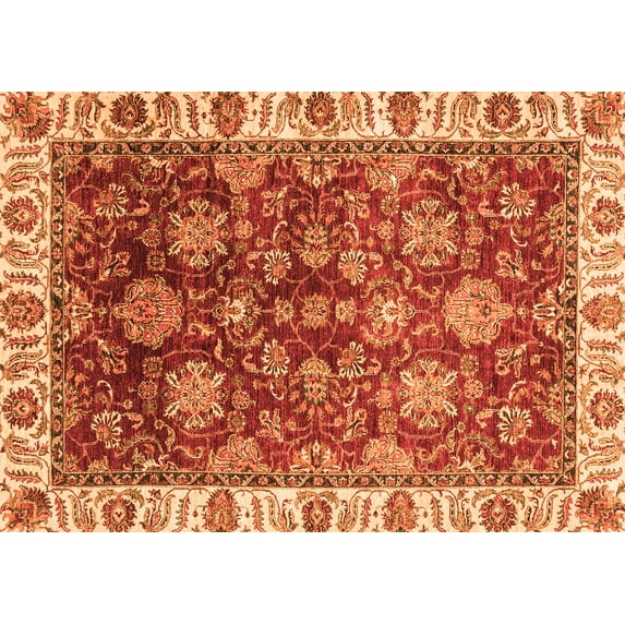 Ahgly Company Indoor Rectangle Oriental Orange Traditional Area Rugs, 5' x 8'