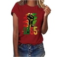 thumbnail image 3 of DDAPJ pyju Black History Month T-shirts for Women Short Sleeve African American Country Celebration Tee Shirts Color Block Printed Casual Round Neck Tee Tops Wine XL, 3 of 5