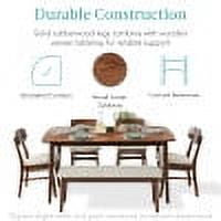 Best Choice Products 6-Piece Mid-Century Modern Upholstered Wooden Dining Set w/ 4 Chairs, Bench - Walnut/Cream