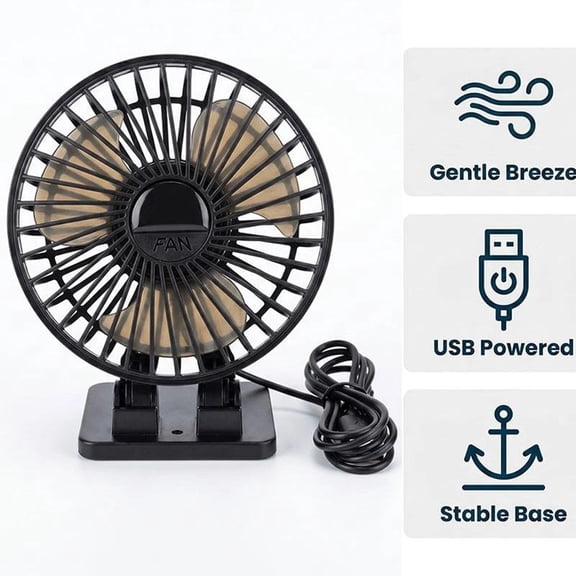 Small Desk Fan with 3 Settings, Quiet Fan, Office Portable Cooling Fan - 3.2ft Cord (Black)