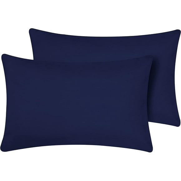 Funda de almohada Hriksh Toddler, 33 x 46 cm, algodón egipcio, azul marino
