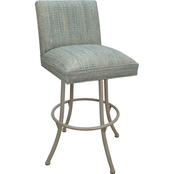 Swivel Metal Bar Stool Sommerville 30" Seat - Watusi Aqua Teal Fabric - Beige