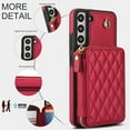 thumbnail image 3 of Compatible with Samsung Galaxy S21 5G 6.2 inch Wallet Phone Case Tempered Glass Screen Protector Wrist Crossbody Strap Stand Credit Card Holder RFID Slot Cell Cover for S 21 21S G5 Women Girls Red, 3 of 10