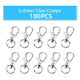 thumbnail image 3 of 200PCS Metal Lobster Claw Clasp with Key Rings, Keychains Clips and Key Chain Rings,Keychain Rings Making Kit for Crafts, 3 of 7