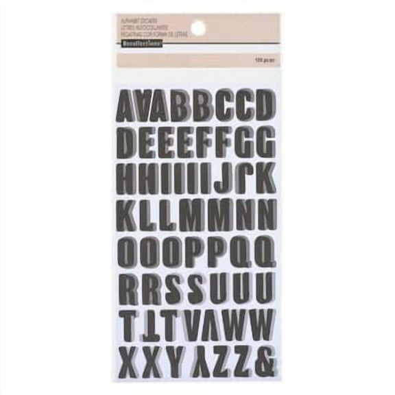 12 Packs: 120 ct. (1440 total) Black Block Alphabet Stickers with Gray Shadow By Recollections