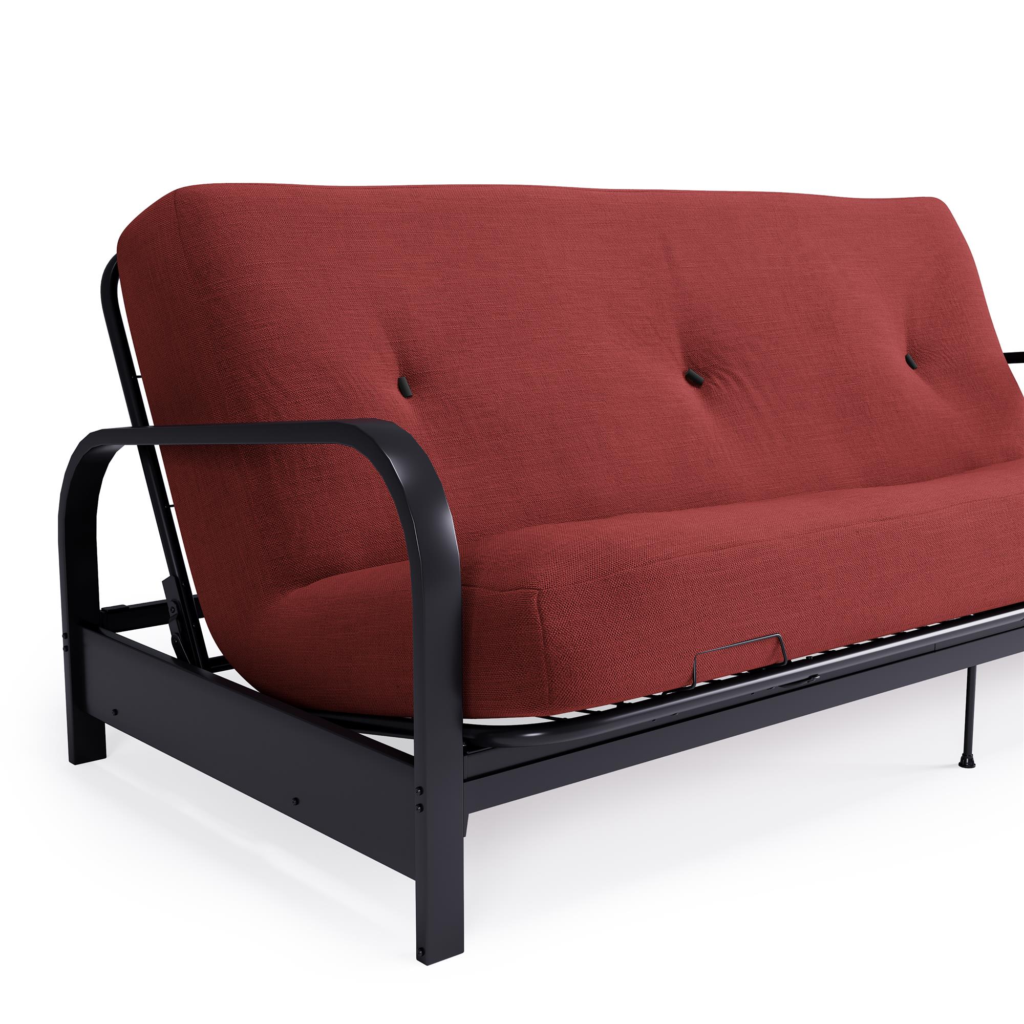 DHP Cleo Black Metal Arm Full Size Futon Frame with 6” Red Mattress - image 4 of 9